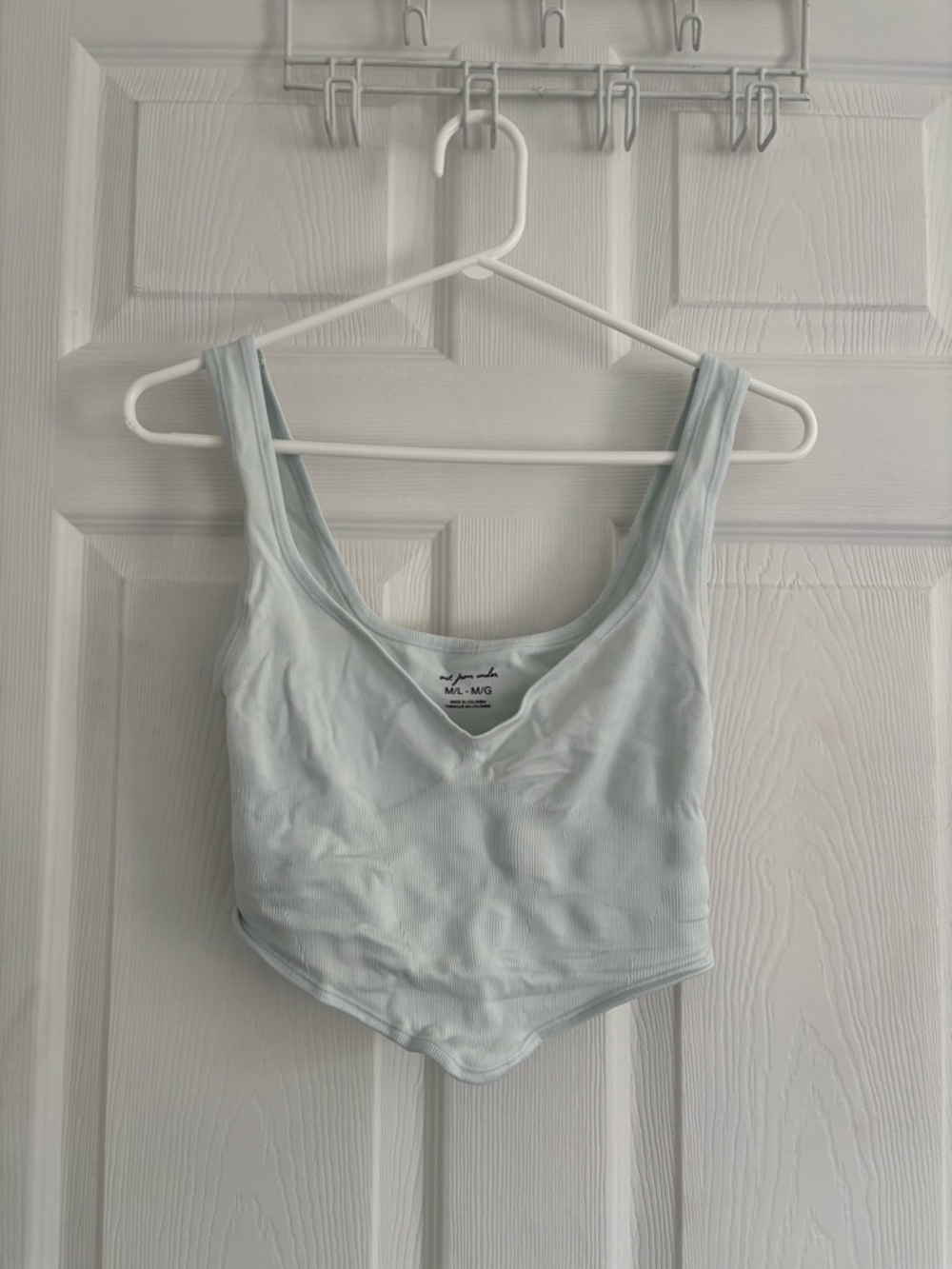 Urban Outfitters Light Blue Women's Ribbed V-Neck Crop Tank Top